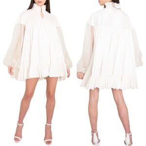 AZEEZA Eliza Voluminous Babydoll Silk Mini Dress